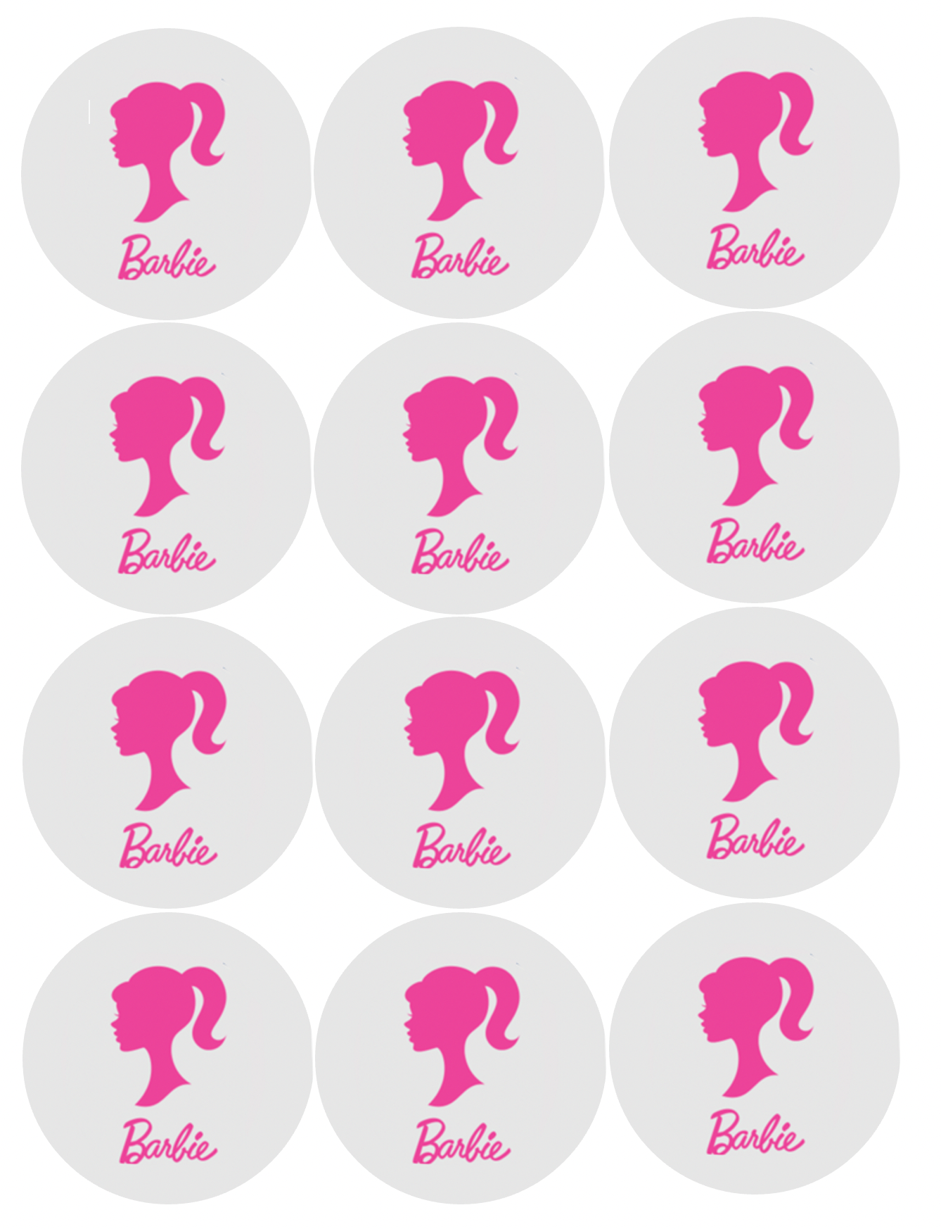 Set of 12 edible images for desserts drink toppers pre cut many sizes available Barbie
