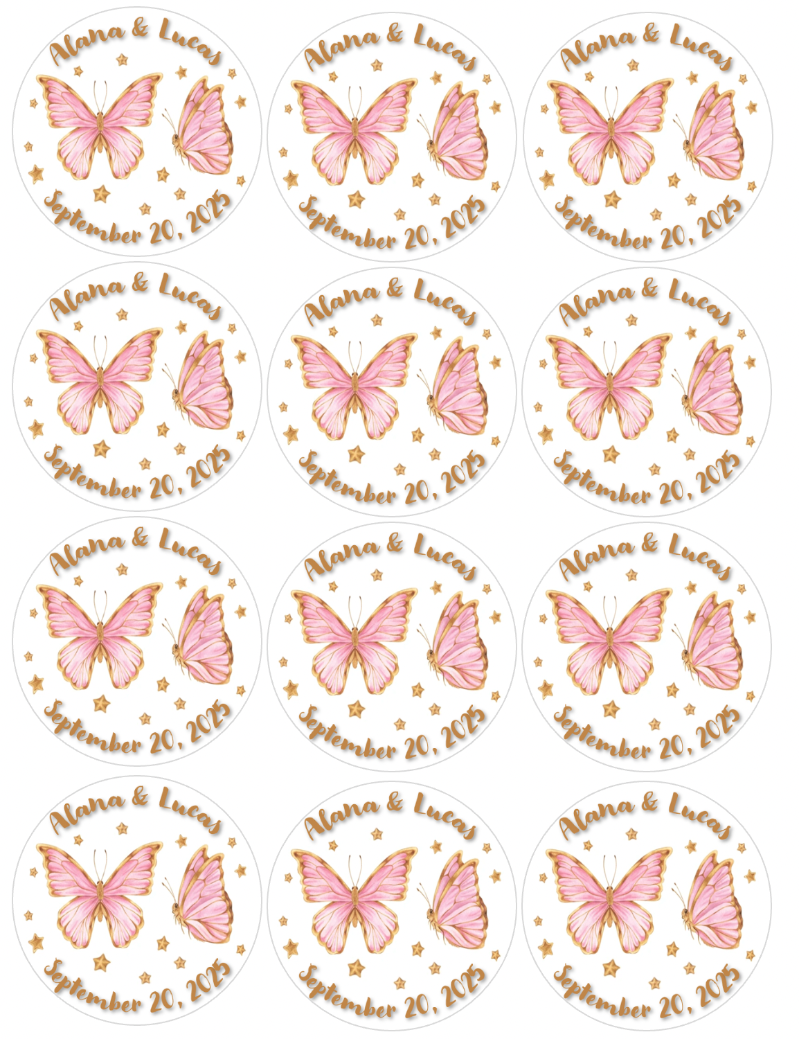 120 pc. 2.5 inch classic wafer paper pre cut custom edible image rounds