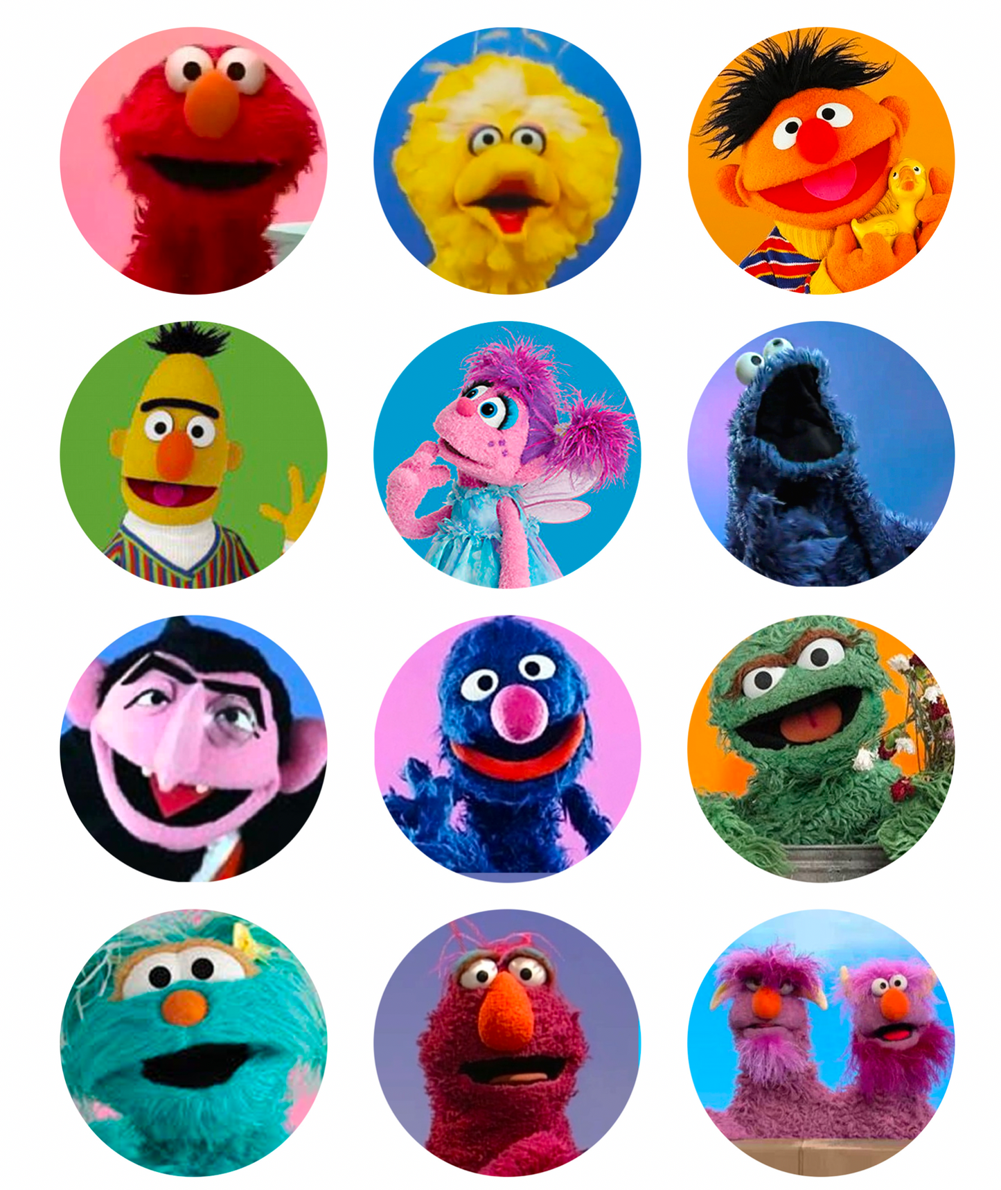 Set of 12 "Sesame Street" pre cut edible image discs for desserts, drink toppers, choose your size