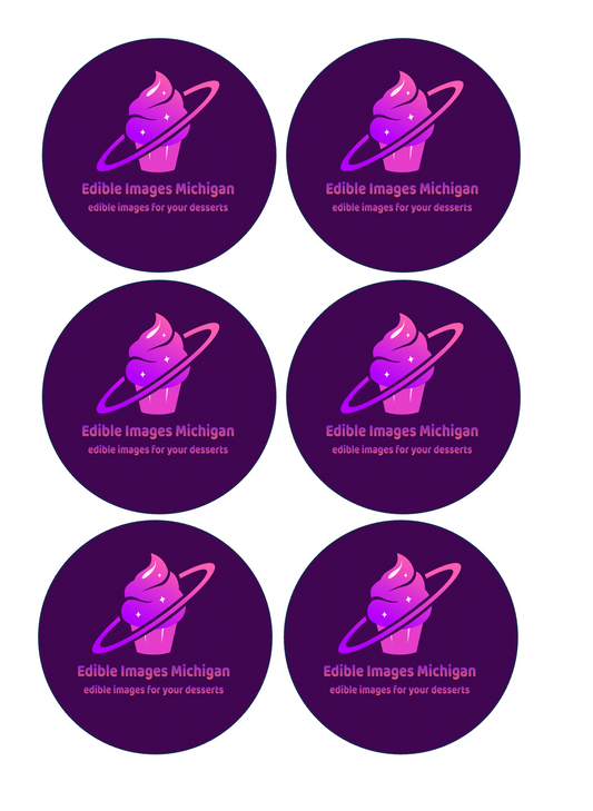 Set of 6 edible image rounds, many sizes available- CUSTOM- THE SAME IMAGE ON ALL EDIBLE ROUNDS