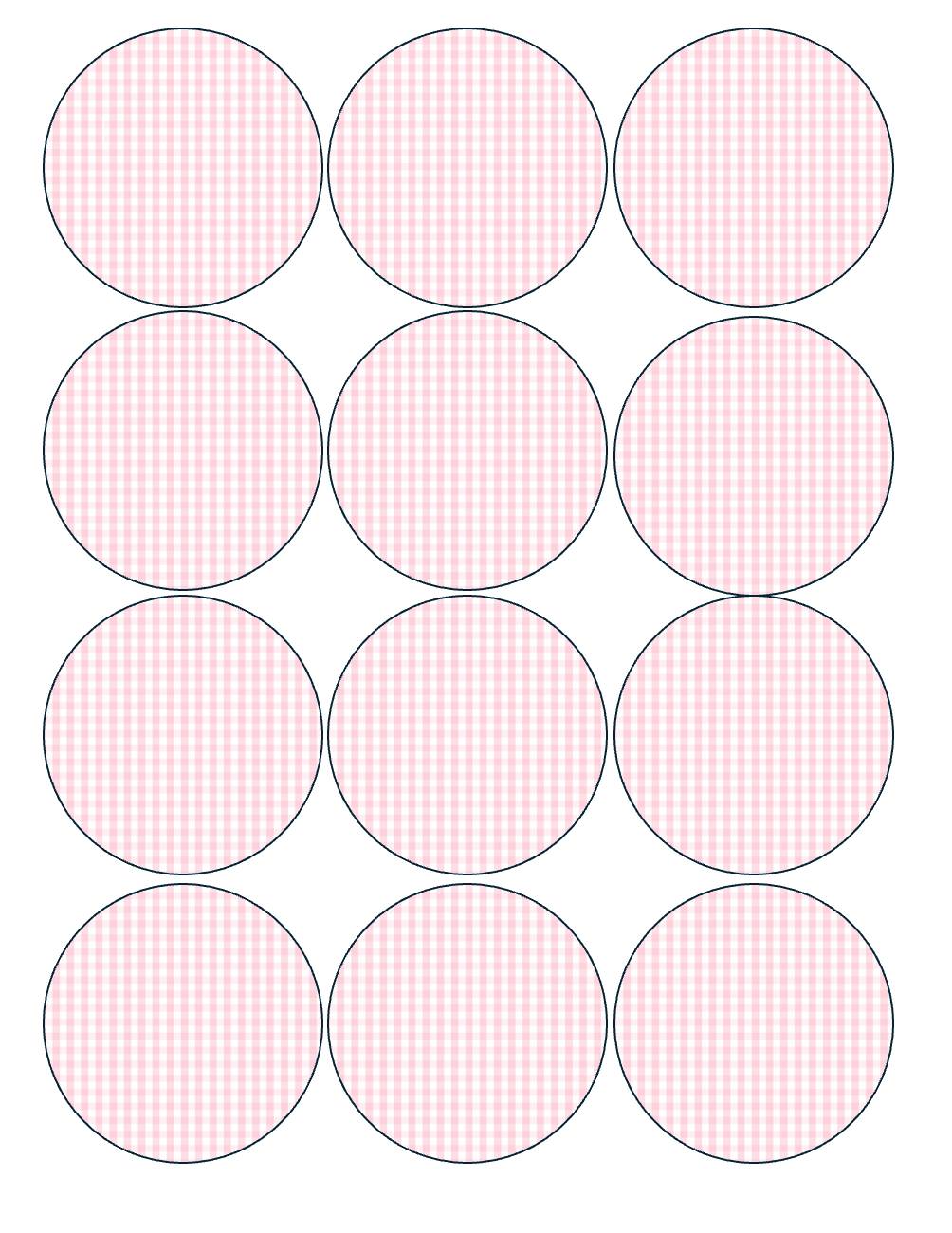 Set of 12 "Light Pink Plaid Gingham" pre cut edible image discs for desserts, drink toppers, choose your size