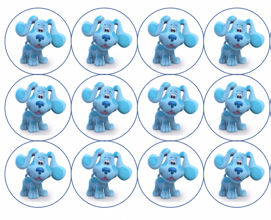 Set of 12 "Blues Clues" pre cut edible image discs for desserts, drink toppers, choose your size