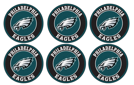 Set of 12 "Philadelphia Eagles Football" pre cut edible image discs for desserts, drink toppers, choose your size