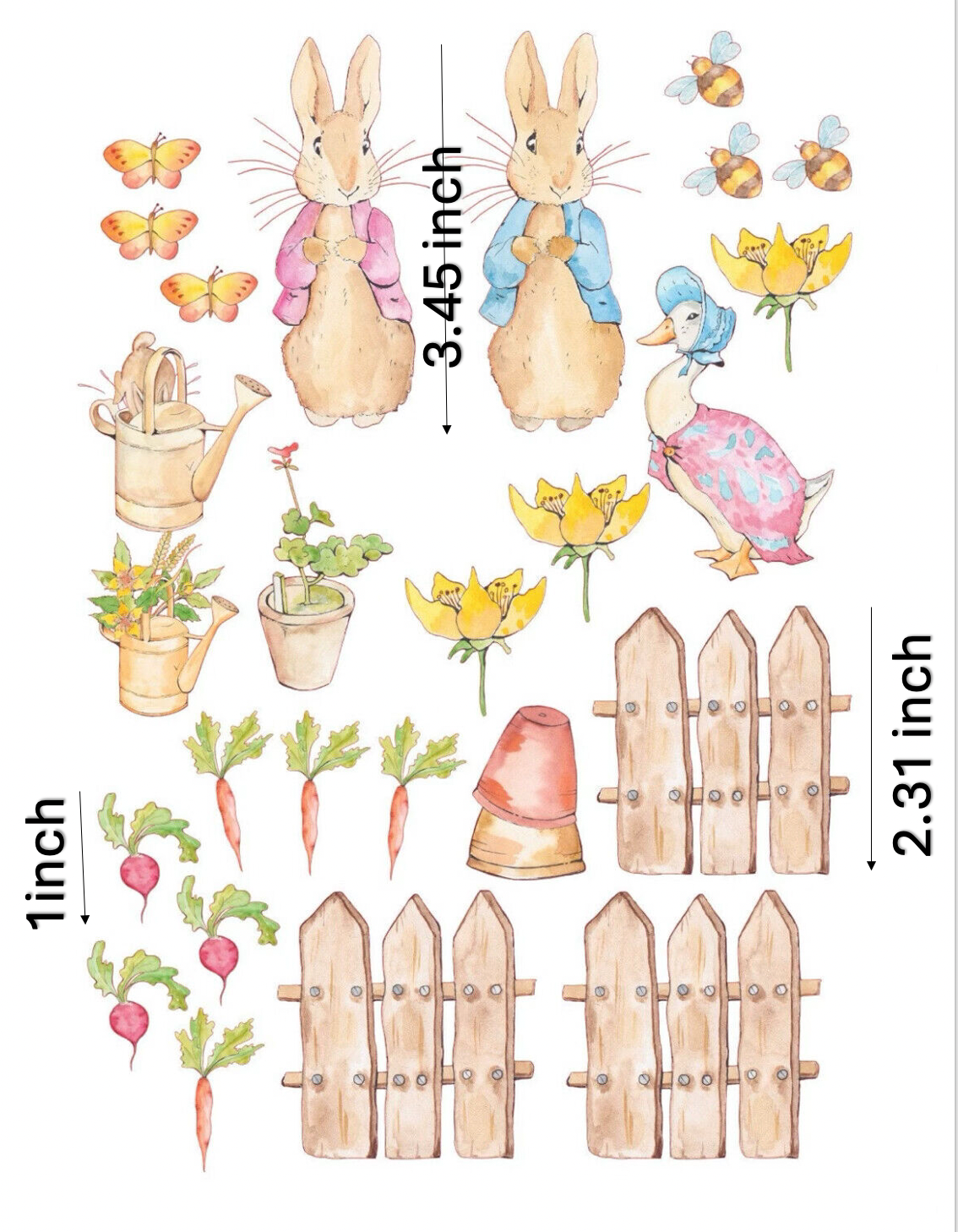 Peter Rabbit Beatrix Potter- set of 26 edible images for desserts, cakes