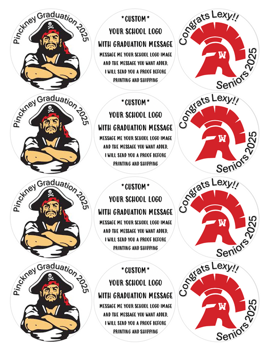 CUSTOM GRADUATION Set of 12 edible image rounds, many sizes available