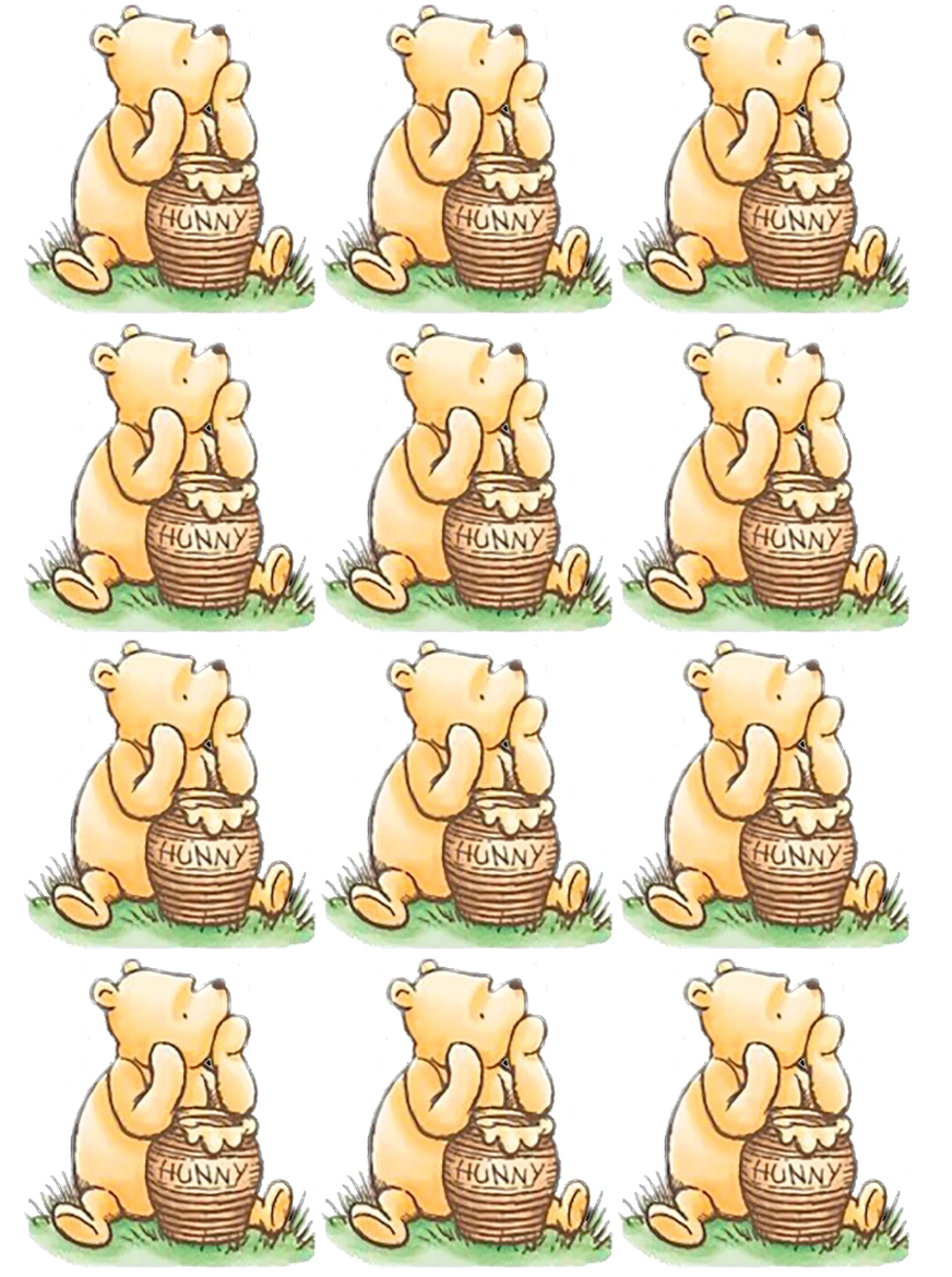 Set of 12 Winnie the Pooh edible images for Rice Krispies, choose your size