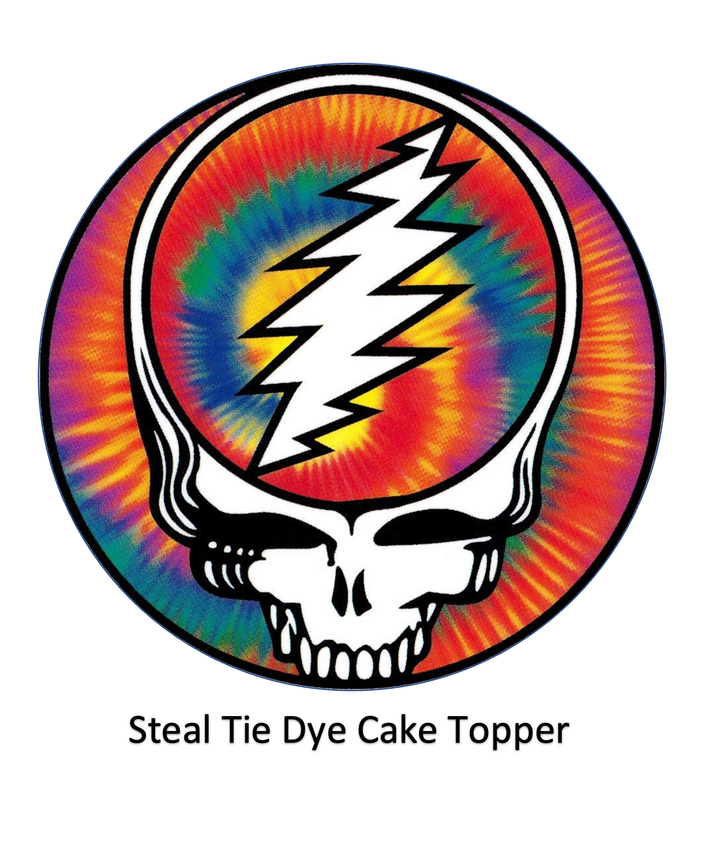 edible image for desserts, pre cut, Grateful Dead, Steal Your Face SYF circle cake topper, many sizes available