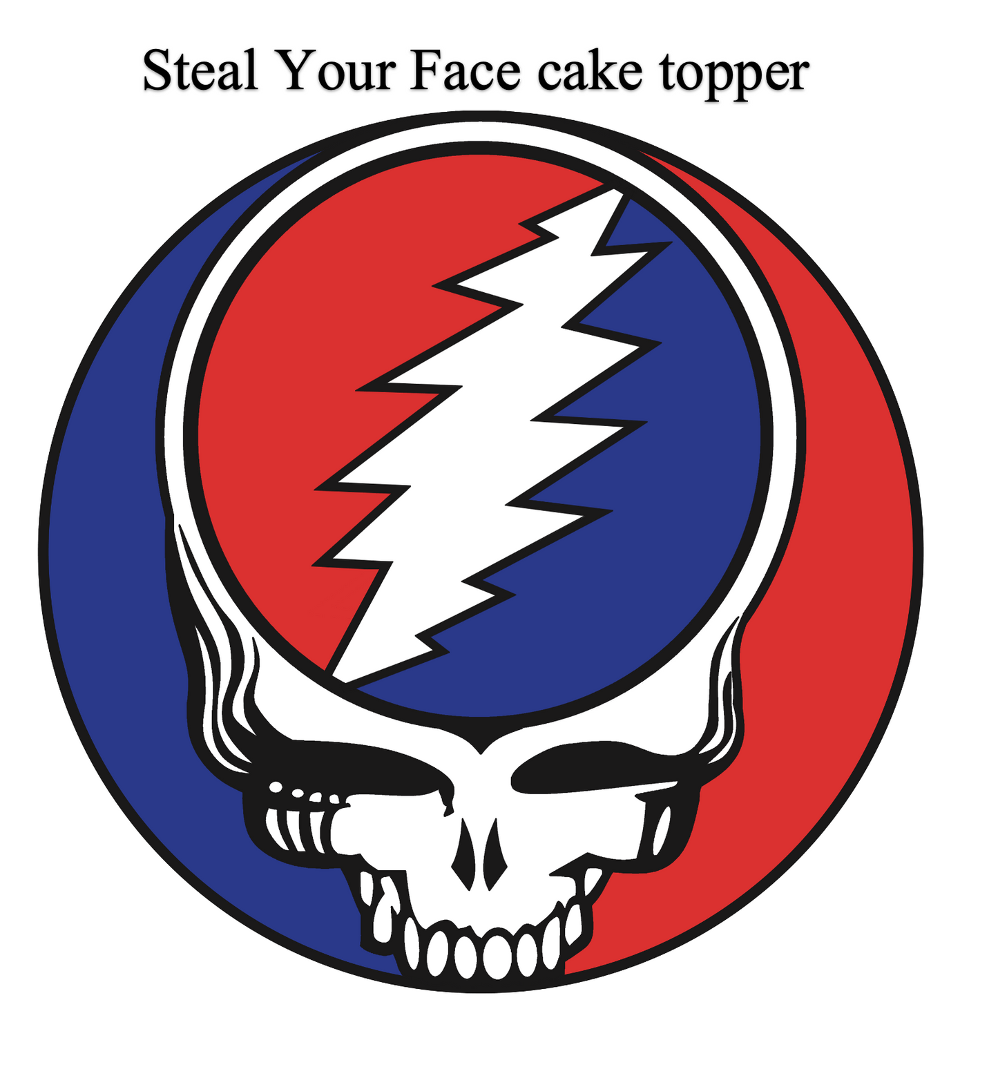 edible image for desserts, pre cut, Grateful Dead, Steal Your Face SYF circle cake topper, many sizes available
