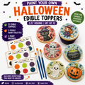 Paint Your Own Halloween Edible Cookie Toppers | 2.5" Set of 12 + Edible Paint Kit