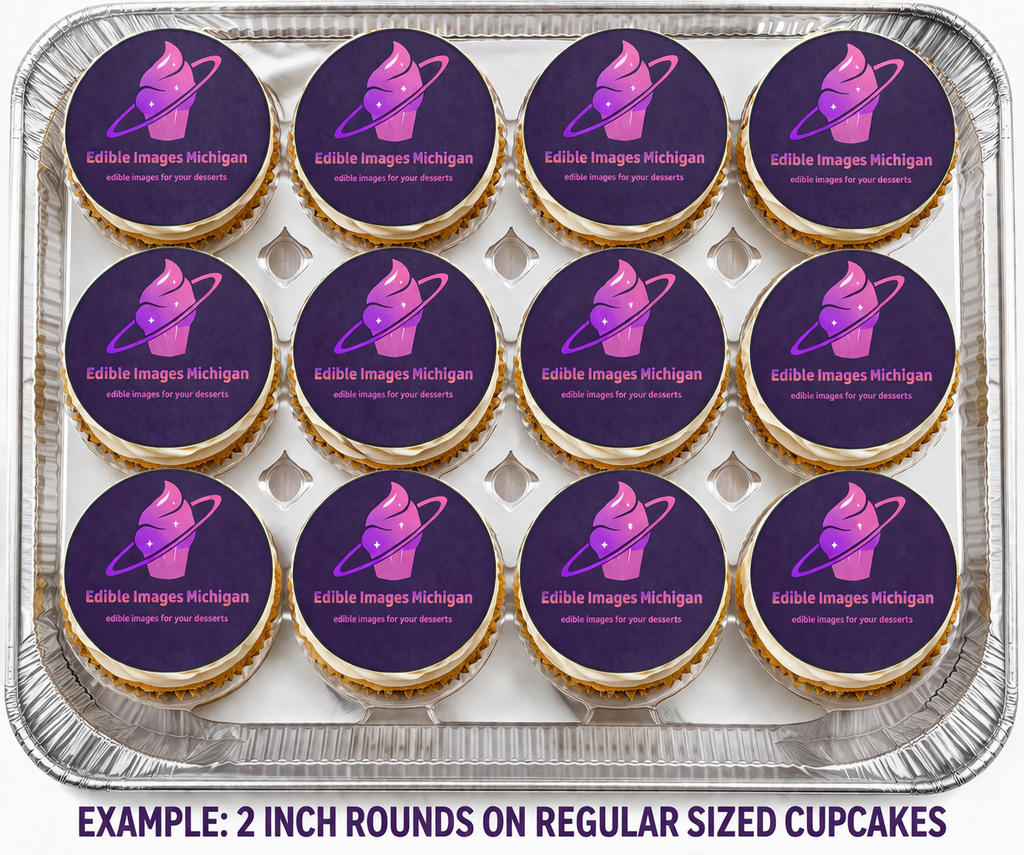 Set of 12 edible image rounds, many sizes available- PRE CUT - CUSTOM