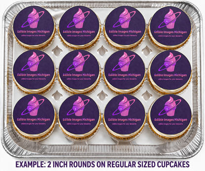 Set of 12 edible image rounds, many sizes available- CUSTOM ONE IMAGE FOR ALL TOPPERS
