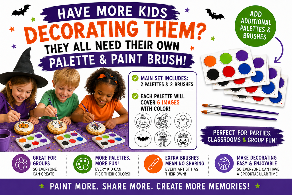 Paint Your Own Halloween Edible Cupcake Toppers | 2" Set of 12 + Edible Paint Kit