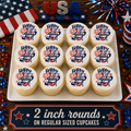Set of 12 4th of July Fireworks edible images rounds for desserts, pre cut, many sizes available