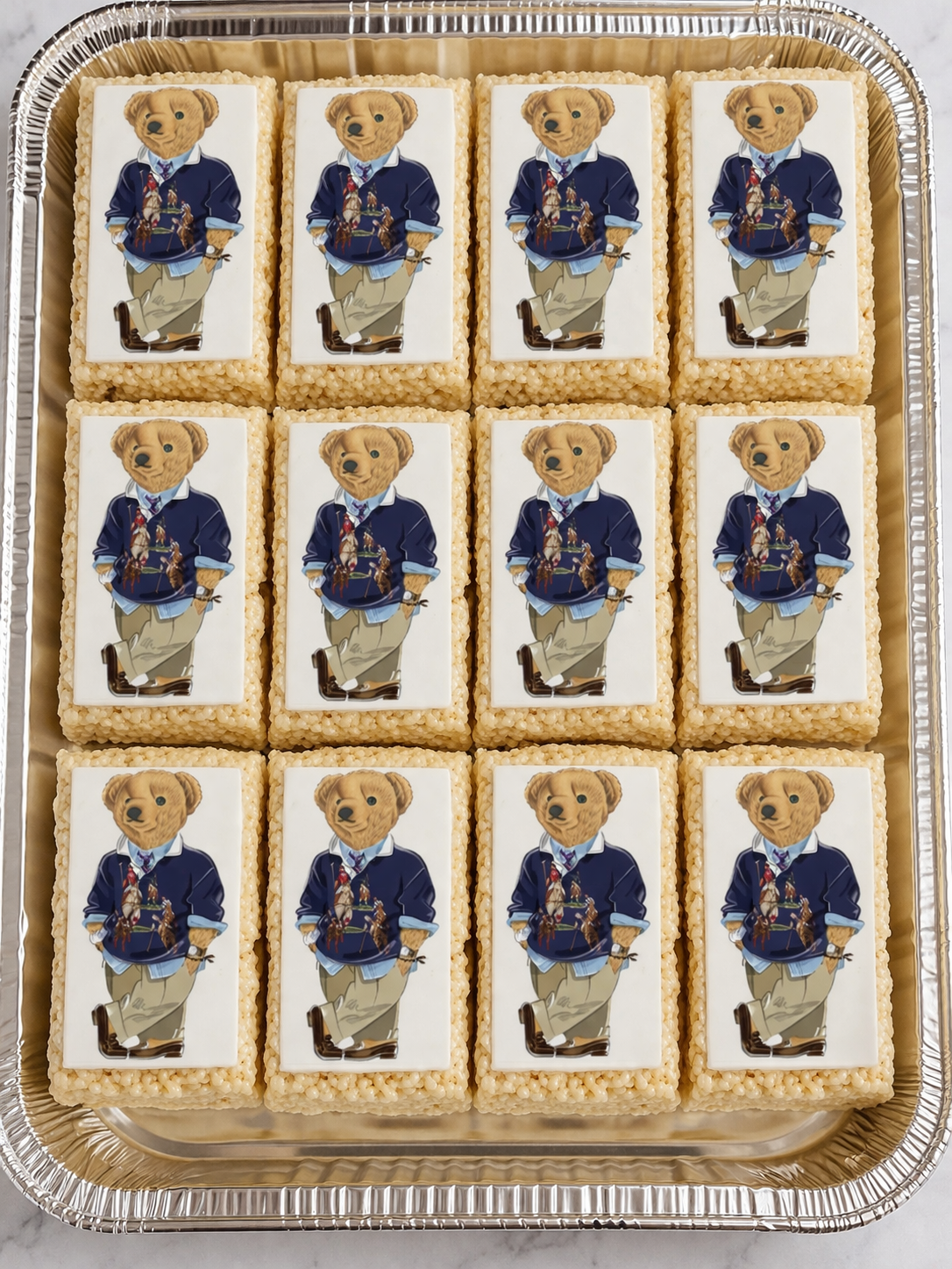 Set of 12 Polo Bear RECTANGLES edible image for desserts, cakes, many sizes available