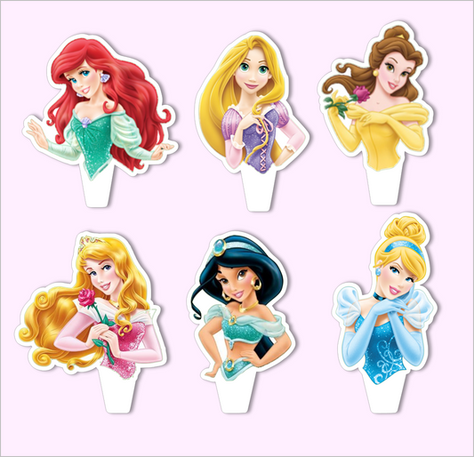 Set of 6 Disney Princess edible image for desserts, cakes, many sizes available