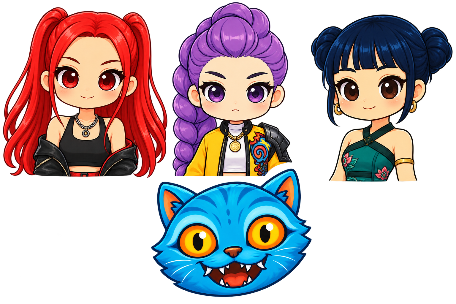 Set of 4 Kpop Demon Hunter Edible Images for a Cake