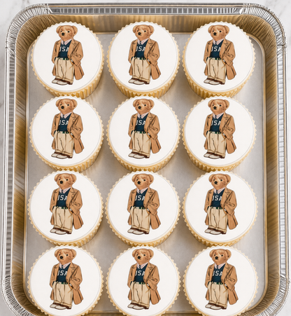 Set of 12 "Polo Bear" pre cut edible image discs for desserts, choose your size