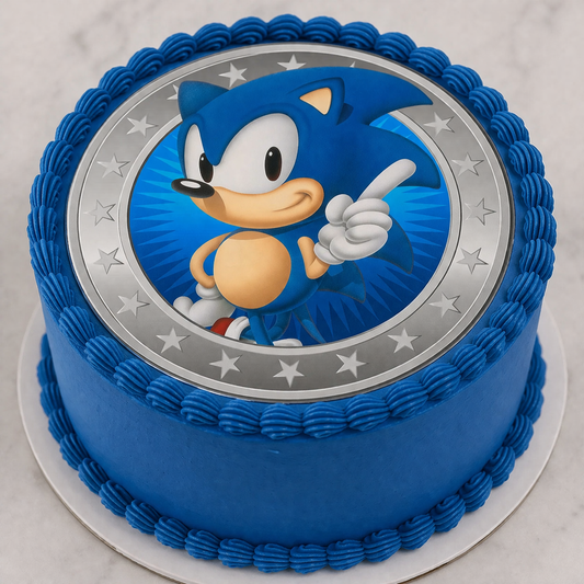 edible image for desserts, pre cut, Sonic the Hedgehog circle cake topper, many sizes available