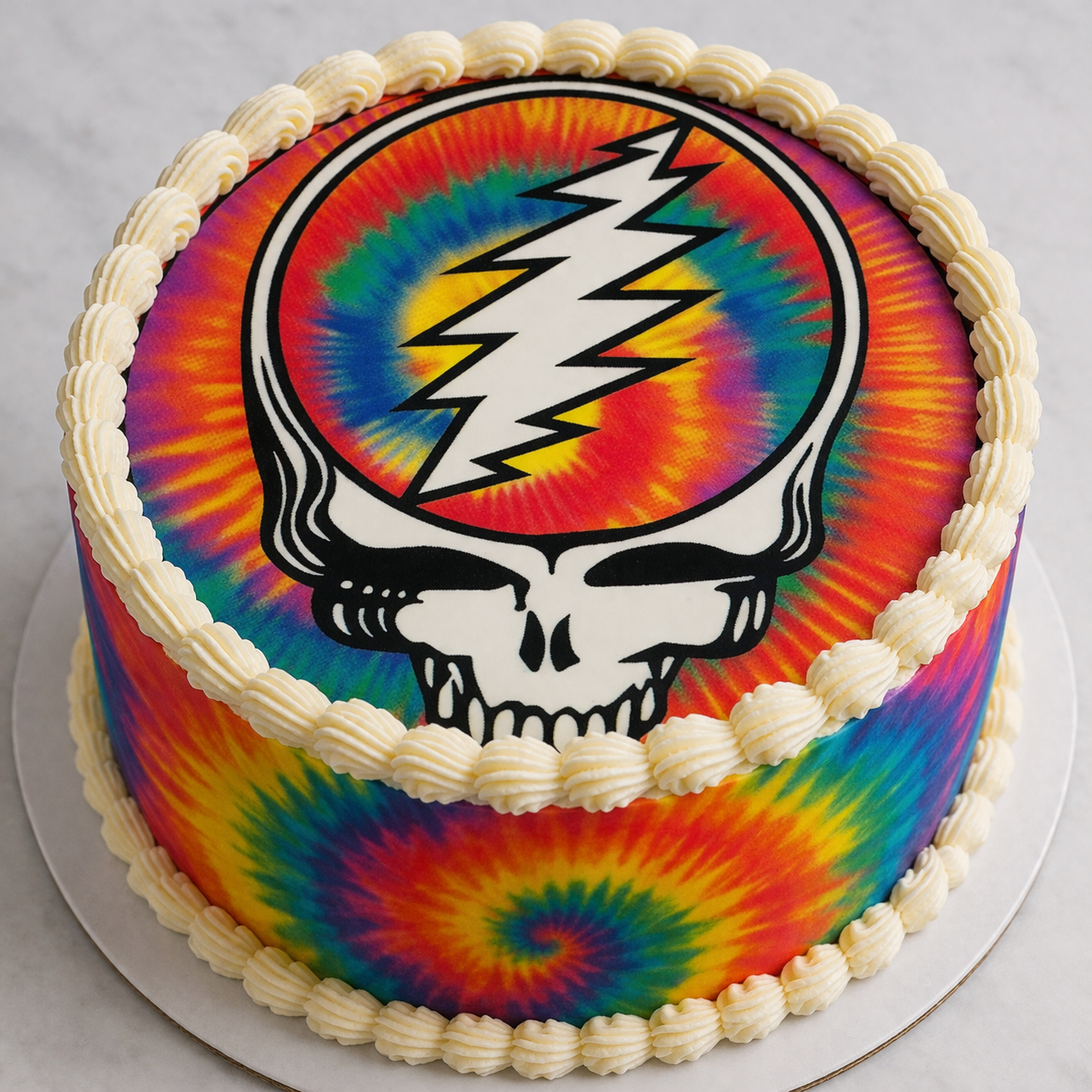 edible image for desserts, pre cut, Grateful Dead, Steal Your Face SYF circle cake topper, many sizes available (Copy)