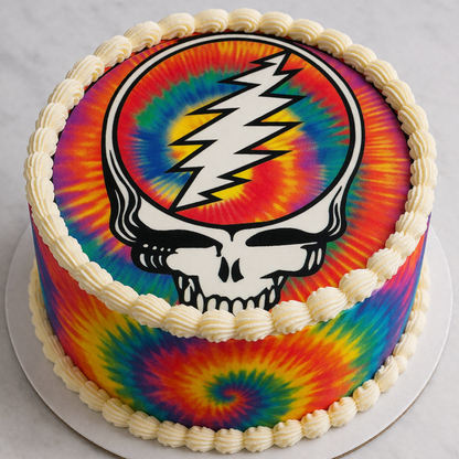 edible image for desserts, pre cut, Grateful Dead, Steal Your Face SYF circle cake topper, many sizes available (Copy)