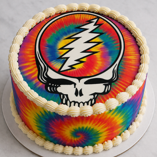 edible image for desserts, pre cut, Grateful Dead, Steal Your Face SYF circle cake topper, many sizes available (Copy)