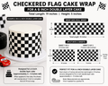Checkered Flag Cake Wrap for a 6 inch double layer cake- edible wafer paper