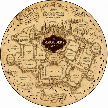 One single "Harry Potter, Marauder's Map" edible wafer paper image rounds for a cake PRE CUT choose your size