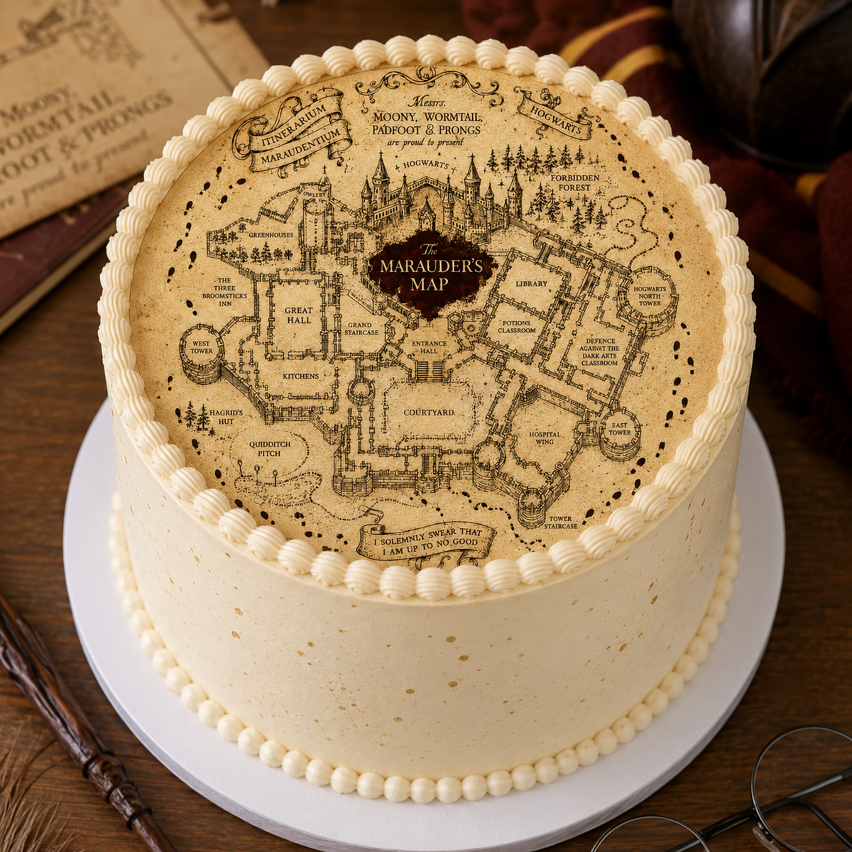 One single "Harry Potter, Marauder's Map" edible wafer paper image rounds for a cake PRE CUT choose your size