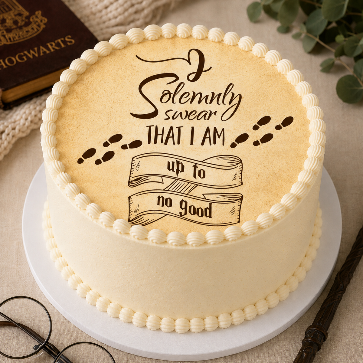 One single "Harry Potter, I Solemnly Swear" edible wafer paper image rounds for a cake PRE CUT choose your size