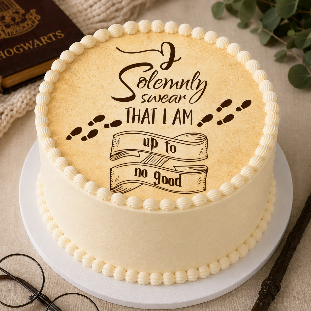 One single "Harry Potter, I Solemnly Swear" edible wafer paper image rounds for a cake PRE CUT choose your size