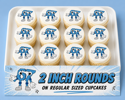Set of 12 "67 Brain Rot" pre cut edible image discs for desserts, choose your size