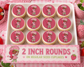 Set of 12 "Black Strawberry Shortcake" pre cut edible image discs for desserts, choose your size
