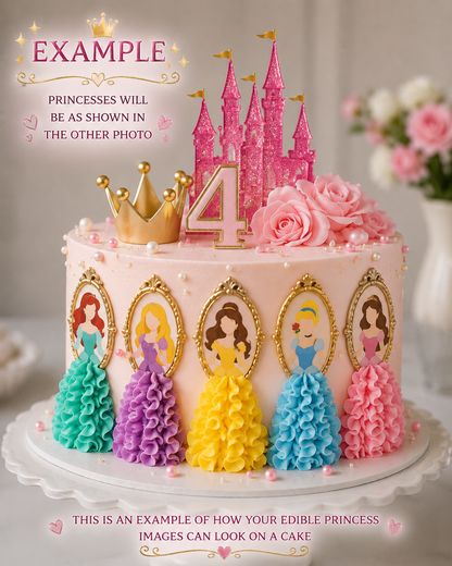 Set of 6 Disney Princess edible image for desserts, cakes, many sizes available