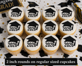 Set of 12 "2026 Graduation, Seniors" pre cut edible image discs for desserts, drink toppers, choose your size