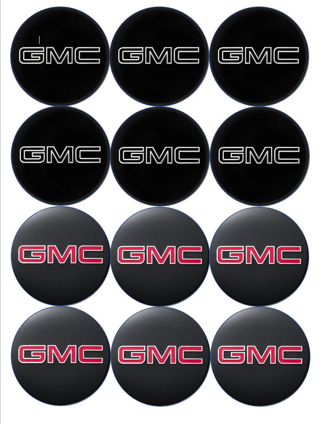 Set of 12 "GMC truck" pre cut edible image discs for desserts, drink toppers, choose your size