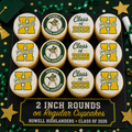 Set of 12 Howell Highlanders Class of 2026 edible images rounds for desserts, pre cut, many sizes available