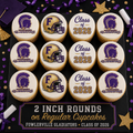 Set of 12 Fowlerville Gladiators Class of 2026 edible images rounds for desserts, pre cut, many sizes available