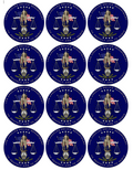 Set of 12 "LA Los Angeles Police Department" pre cut edible image discs for desserts, choose your size