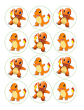 Set of 12 edible image rounds, Charmander, pre cut, many sizes available