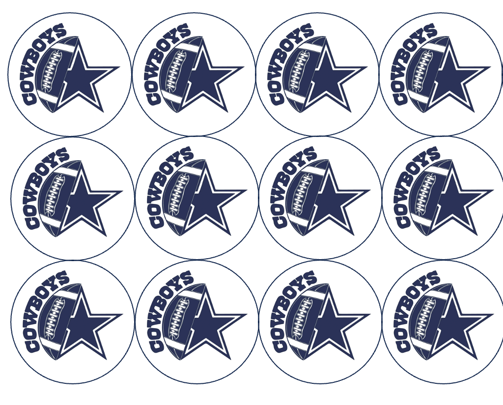 Set of 12 edible images for desserts, drink toppers, pre cut, many sizes available- Dallas Cowboys