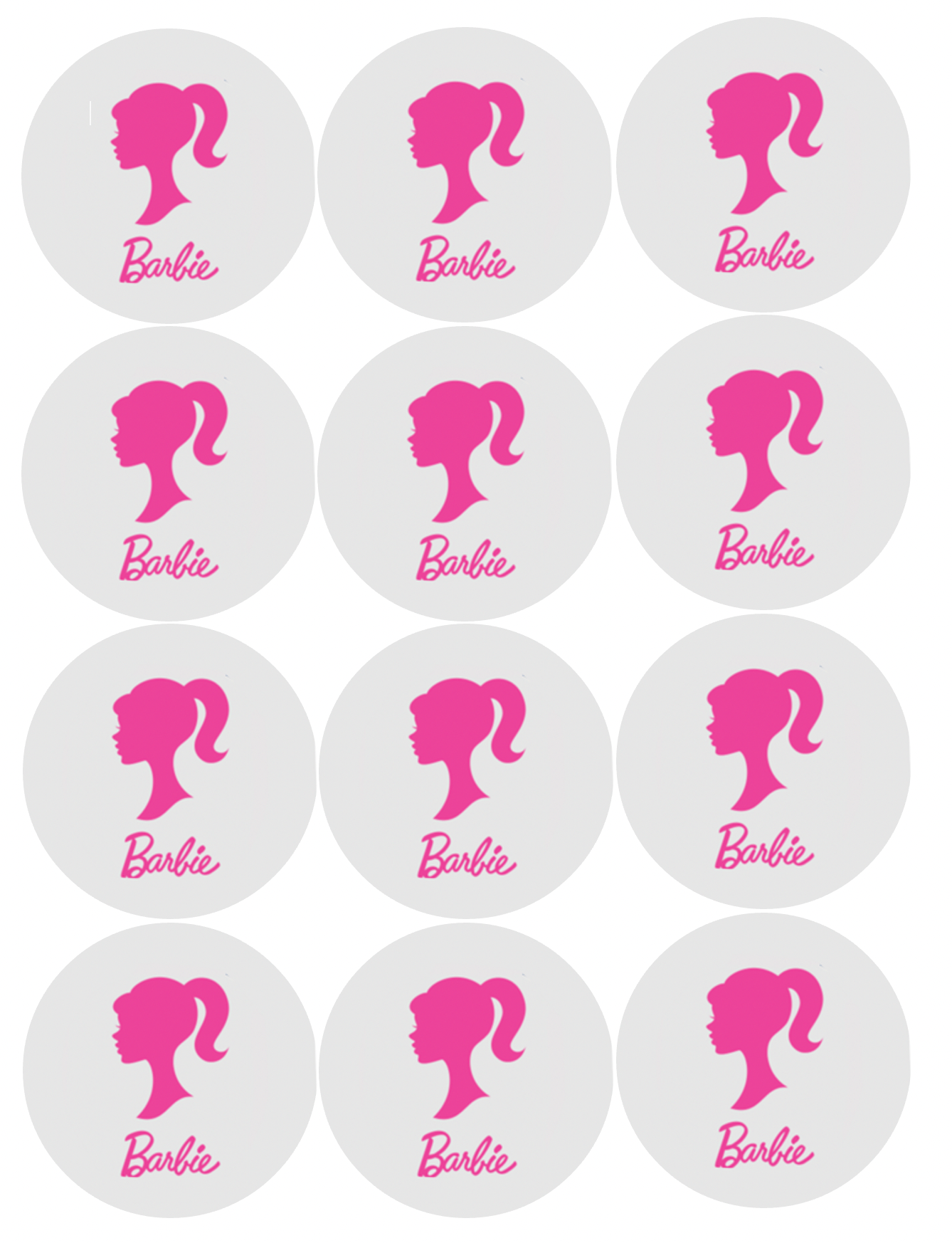 Set of 12 edible images for desserts, drink toppers, pre cut, many sizes available- Barbie