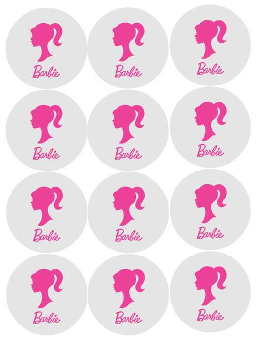 Set of 12 edible images for desserts, drink toppers, pre cut, many sizes available- Barbie