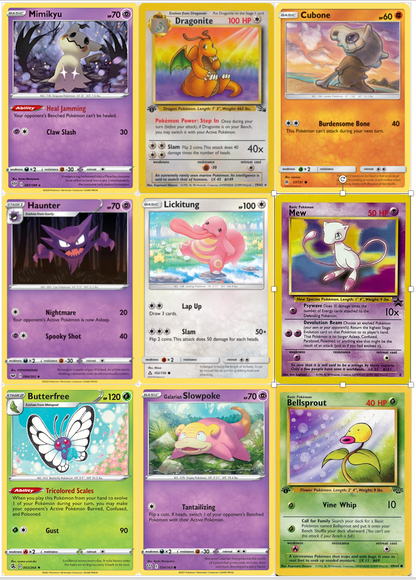 Set of 9 Edible Pokemon Cards Wafer Images for desserts, pre cut, 2x3" or 2.5x3.5" rectangles