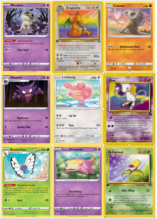 Set of 9 Edible Pokemon Cards Wafer Images for desserts, pre cut, 2x3" or 2.5x3.5" rectangles