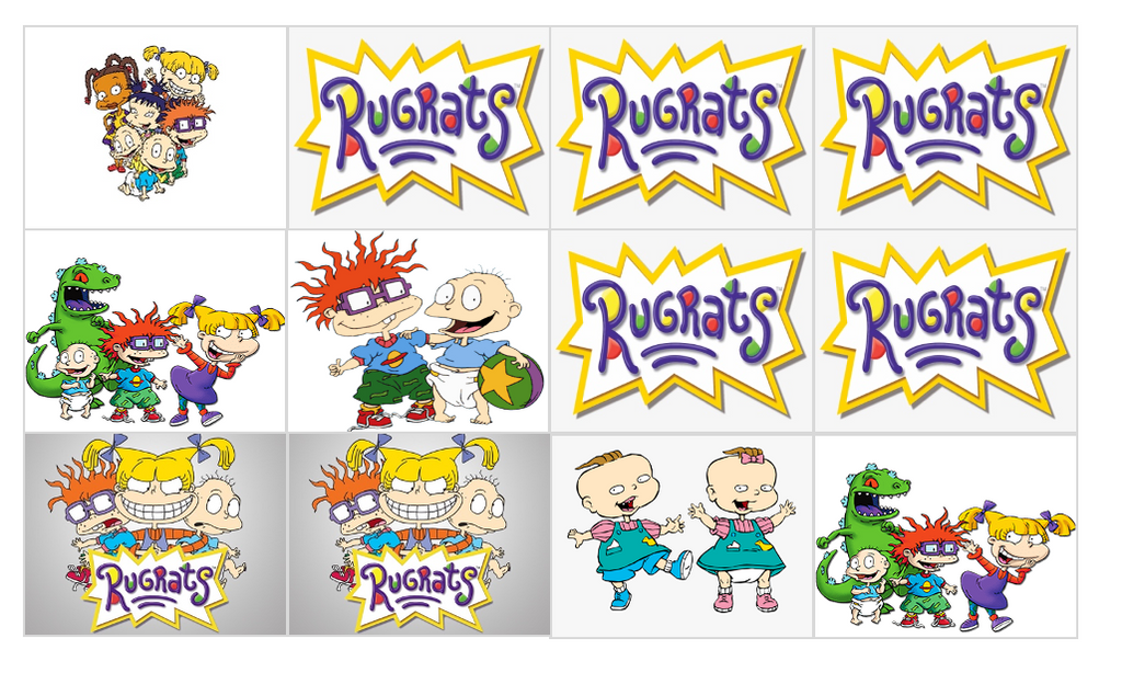 Set of 12 "Rugrats" pre cut rectangle edible images for Rice Krispies, cookies, choose your size