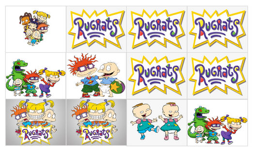 Set of 12 "Rugrats" pre cut rectangle edible images for Rice Krispies, cookies, choose your size