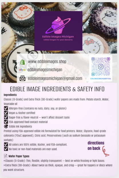 One single CUSTOM Rectangle edible image, many sizes available