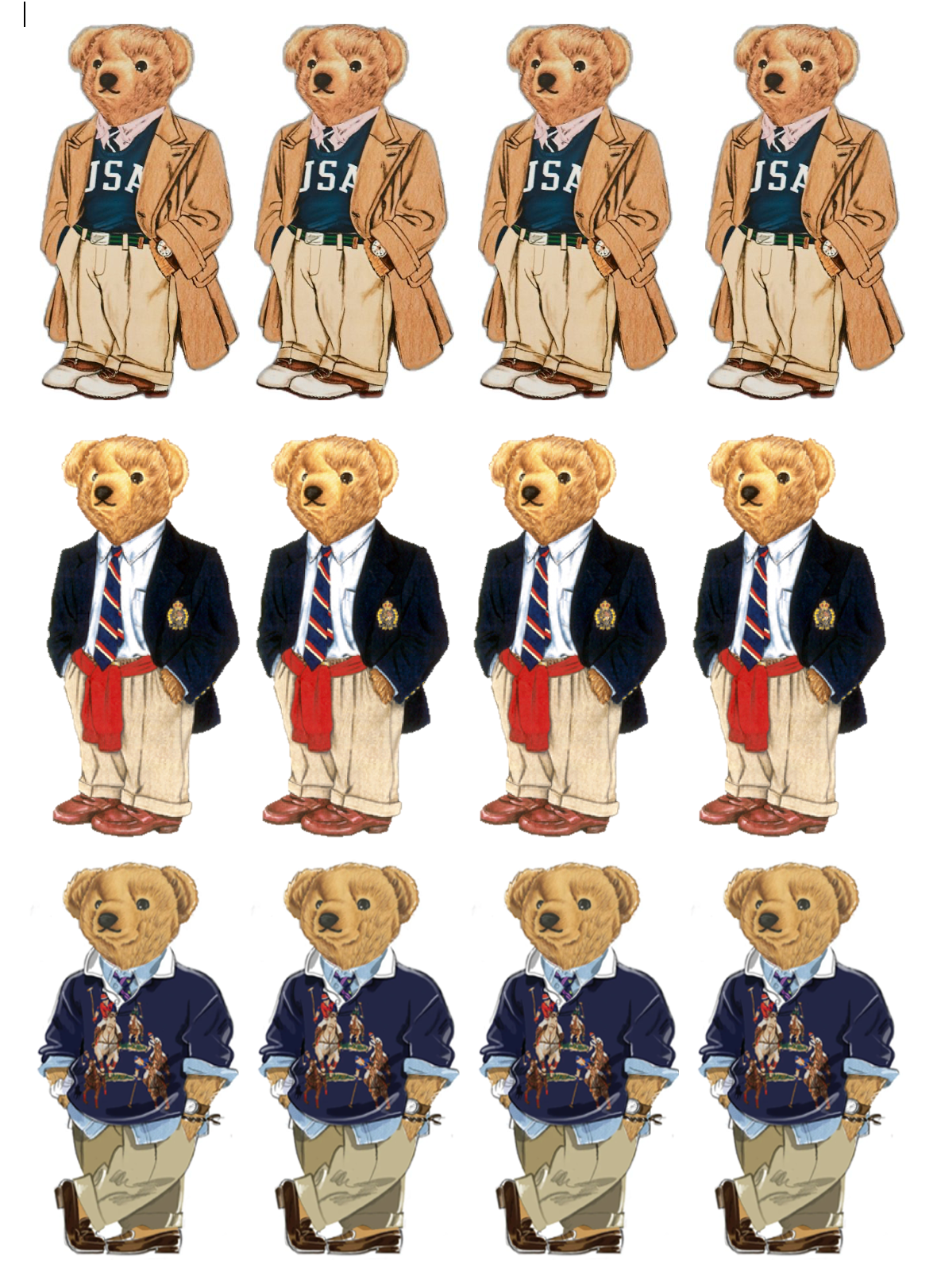 Set of 12 Polo Bear edible image for desserts, cakes, many sizes available