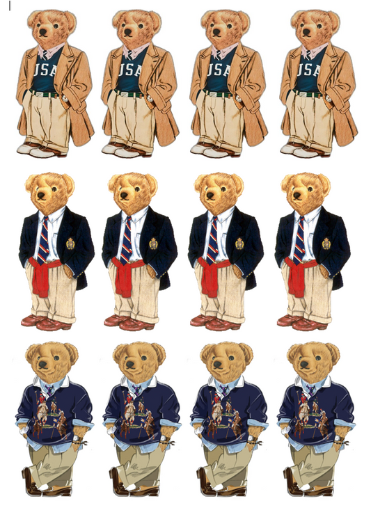 Set of 12 Polo Bear edible image for desserts, cakes, many sizes available
