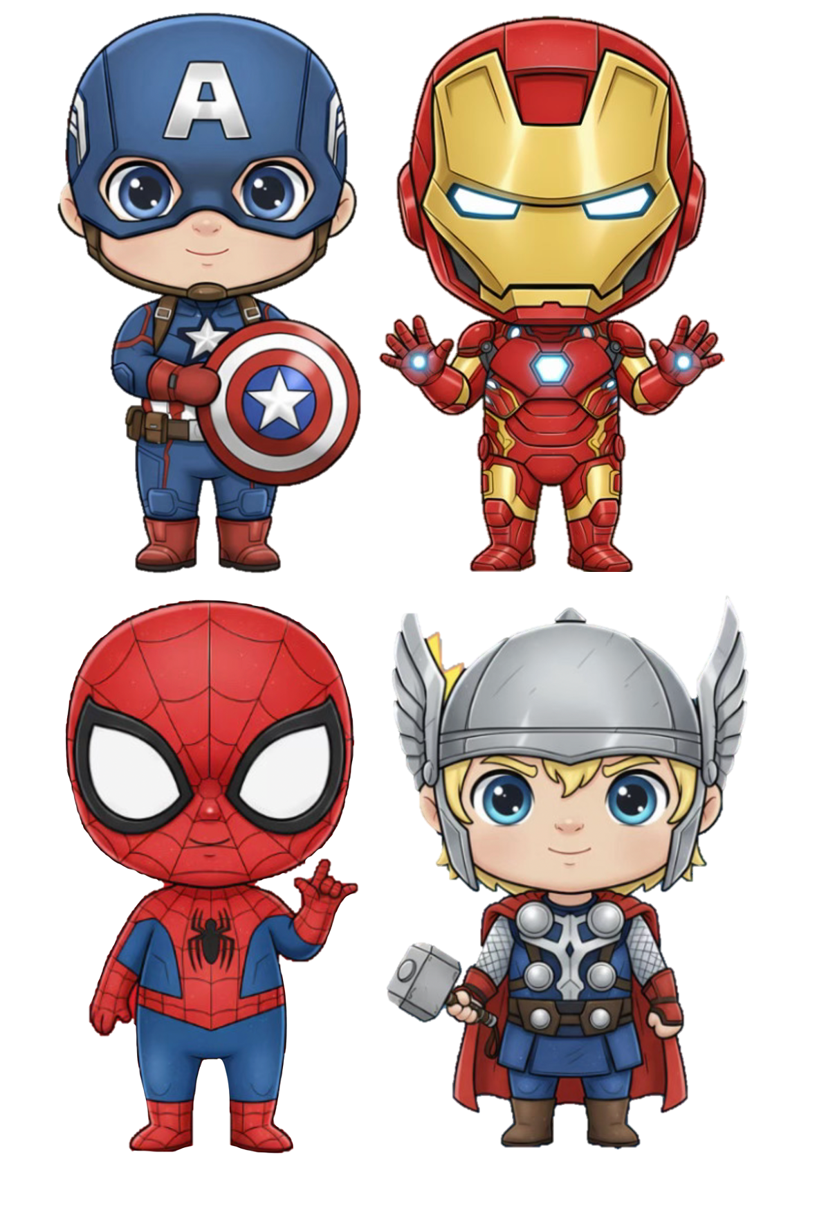 Set of 4 Super Hero edible image for desserts, cakes, NOT pre cut, many sizes available